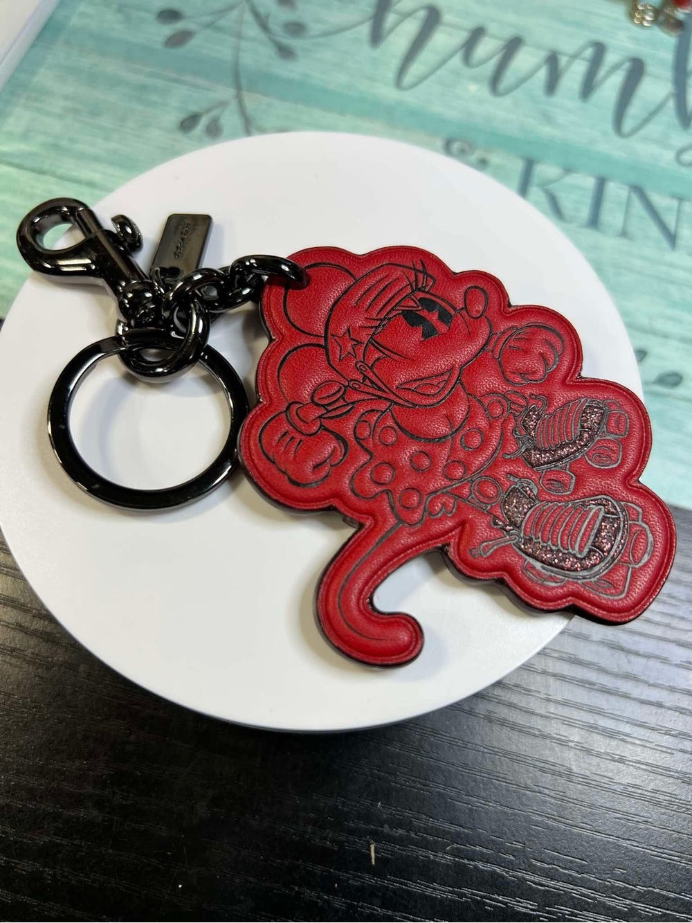 Authentic Coach DISNEY’S Red Leather Character bag charm/Keychain